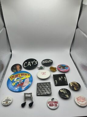Vintage Button Pin Lot - Mixed Graphic & Band Pins